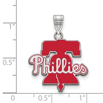 Sterling Silver Rhodium Plated Major League Baseball LogoArt Philadelphia Phillies Enamel Pendant — alternate view