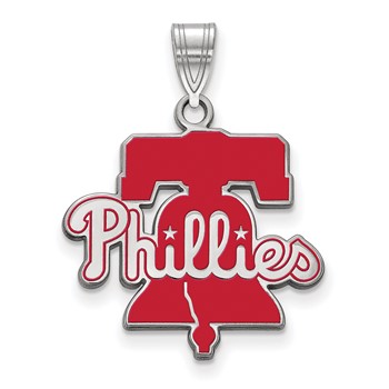 Sterling Silver Rhodium Plated Major League Baseball LogoArt Philadelphia Phillies Enamel Pendant