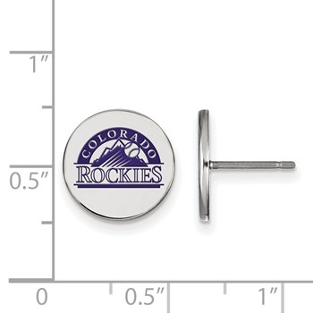 Sterling Silver Rhodium Plated Major League Baseball LogoArt Colorado Rockies Enamel Post Earrings — alternate view