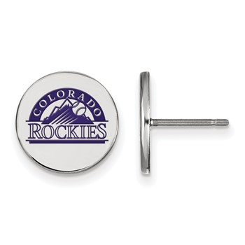 Sterling Silver Rhodium Plated Major League Baseball LogoArt Colorado Rockies Enamel Post Earrings