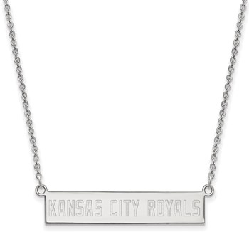 Sterling Silver Rhodium Plated Major League Baseball LogoArt Kansas City Royals Bar Necklace
