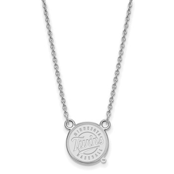 14k White Gold Major League Baseball LogoArt Minnesota Twins Baseball Pendant Necklace — alternate view