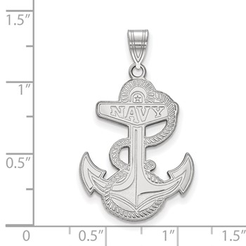 Sterling Silver Rhodium-plated LogoArt US Naval Academy Anchor Extra Large Pendant — alternate view