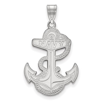 Sterling Silver Rhodium-plated LogoArt US Naval Academy Anchor Extra Large Pendant