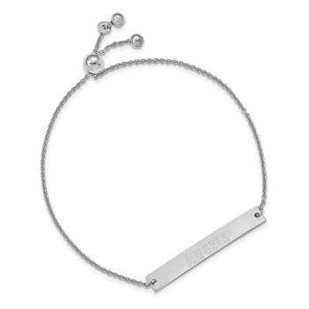 Sterling Silver Rhodium Plated Major League Baseball LogoArt Los Angeles Angels Bar Adjustable Bracelet — alternate view