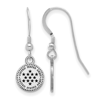 Sterling Silver United States Army Epoxied Small Dangle Earrings