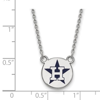 Sterling Silver Rhodium Plated Major League Baseball LogoArt Houston Astros Enamel Necklace — alternate view