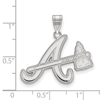14k White Gold Major League Baseball LogoArt Atlanta Braves A w/Tomahawk Large Pendant — alternate view