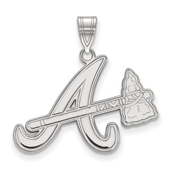 14k White Gold Major League Baseball LogoArt Atlanta Braves A w/Tomahawk Large Pendant