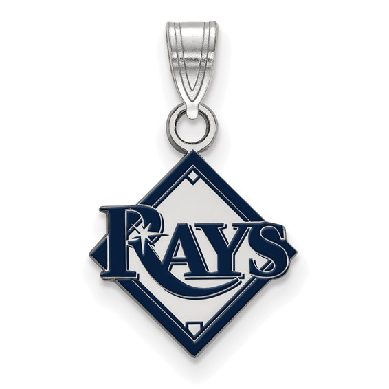 Rhodium Over Sterling Silver MLB LogoArt Houston Astros Enameled Pendant