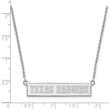 SS/Rh-p Major League Baseball LogoArt Texas Rangers Bar Necklace — alternate view