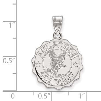 Sterling Silver Rhodium-plated LogoArt United States Air Force Academy Large Crest Pendant — alternate view