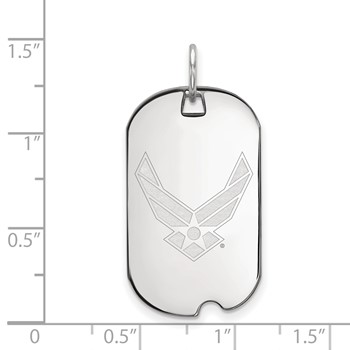 Sterling Silver Rhodium-plated LogoArt U.S. Air Force Small Dog Tag Pendant — alternate view