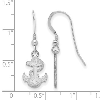 Sterling Silver Rhodium-plated LogoArt US Naval Academy Anchor Small Dangle Wire Earrings — alternate view