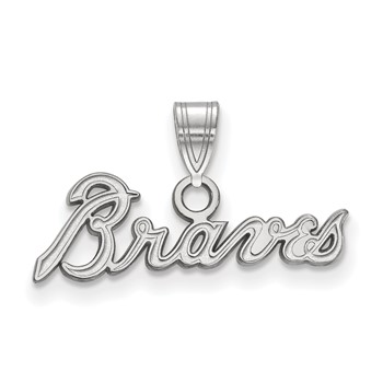 10k White Gold Major League Baseball LogoArt Atlanta Braves Script Small Pendant