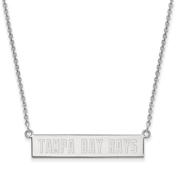 SS/Rh-p Major League Baseball LogoArt Tampa Bay Rays Bar Necklace