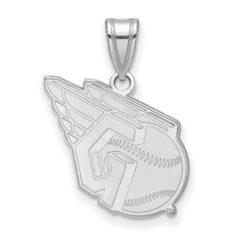 10k White Gold Major League Baseball LogoArt Cleveland Guardians Logo Medium Pendant