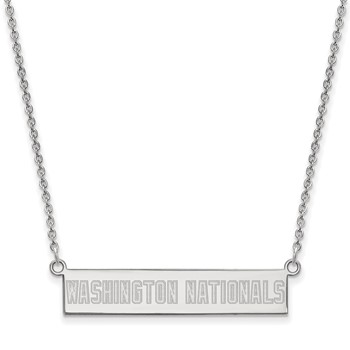 SS/Rh-p Major League Baseball LogoArt Washington Nationals Bar Necklace