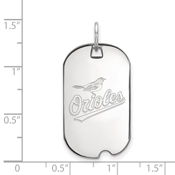 Sterling Silver Rhodium Plated Major League Baseball LogoArt Baltimore Orioles Dog Tag Pendant — alternate view