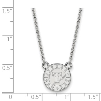 SS/Rh-p Major League Baseball LogoArt Texas Rangers Pendant Necklace — alternate view