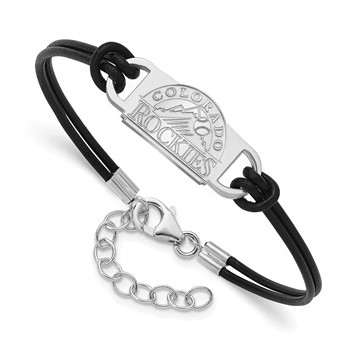 Sterling Silver Rhodium Plated Major League Baseball LogoArt Colorado Rockies Wire Bangle