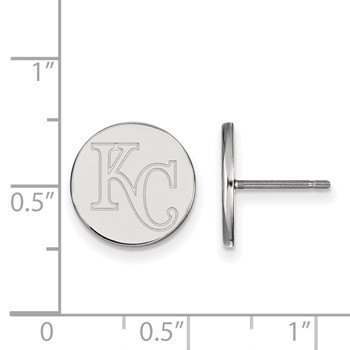 Sterling Silver Rhodium Plated Major League Baseball LogoArt Kansas City Royals Disc Earrings — alternate view