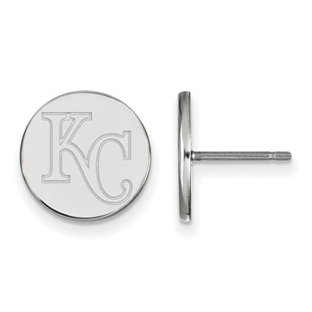 Sterling Silver Rhodium Plated Major League Baseball LogoArt Kansas City Royals Disc Earrings