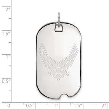 Sterling Silver Rhodium-plated LogoArt U.S. Air Force Large Dog Tag Pendant — alternate view