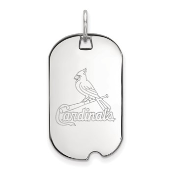 14k White Gold Major League Baseball LogoArt St. Louis Cardinals Small Dog Tag Pendant