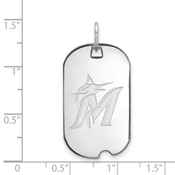 Sterling Silver Rhodium Plated Major League Baseball LogoArt Miami Marlins Dog Tag Pendant — alternate view