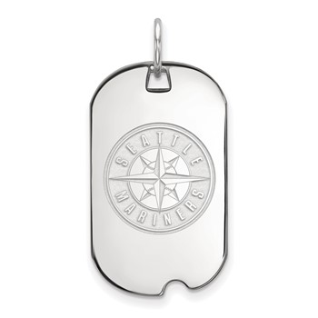 Sterling Silver Rhodium Plated Major League Baseball LogoArt Seattle Mariners Small Dog Tag