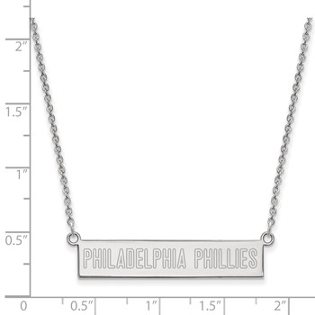 Sterling Silver Rhodium Plated Major League Baseball LogoArt Philadelphia Phillies Bar 18in Necklace — alternate view