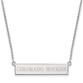Sterling Silver Rhodium Plated Major League Baseball LogoArt Colorado Rockies Small Bar Necklace