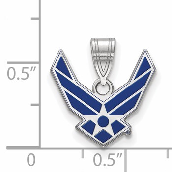 Sterling Silver Rhodium-plated LogoArt U.S. Air Force Small Enameled Pendant — alternate view