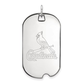 10k White Gold Major League Baseball LogoArt St. Louis Cardinals Large Dog Tag Pendant