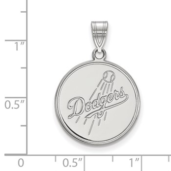 14k White Gold Major League Baseball LogoArt Los Angeles Dodgers Large Disc Pendant — alternate view