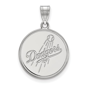 14k White Gold Major League Baseball LogoArt Los Angeles Dodgers Large Disc Pendant