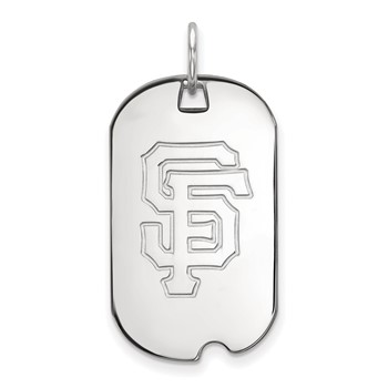 10k White Gold Major League Baseball LogoArt San Francisco Giants S-F Small Dog Tag Pendant