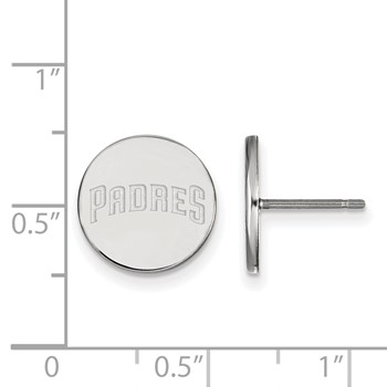 Sterling Silver Rhodium Plated Major League Baseball LogoArt San Diego Padres Disc Earrings — alternate view