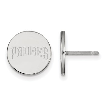 Sterling Silver Rhodium Plated Major League Baseball LogoArt San Diego Padres Disc Earrings