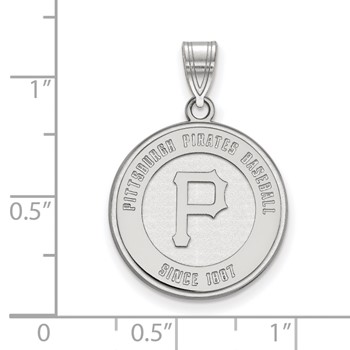 Sterling Silver Rhodium Plated Major League Baseball LogoArt Pittsburgh Pirates Large Pendant — alternate view