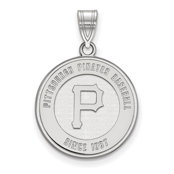 Sterling Silver Rhodium Plated Major League Baseball LogoArt Pittsburgh Pirates Large Pendant