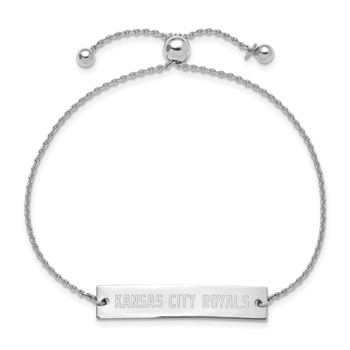 Sterling Silver Rhodium Plated Major League Baseball LogoArt Kansas City Royals Adjustable Bracelet — alternate view