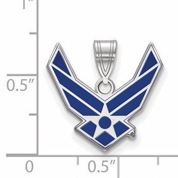 Sterling Silver Rhodium-plated LogoArt U.S. Air Force Large Enameled Pendant — alternate view