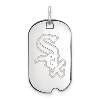 Sterling Silver Rhodium Plated Major League Baseball LogoArt Chicago White Sox Dog Tag