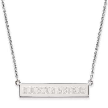 Sterling Silver Rhodium Plated Major League Baseball LogoArt Houston Astros Bar Necklace