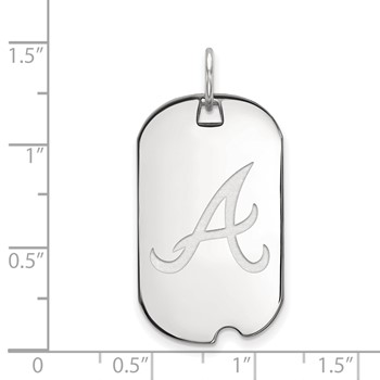 Sterling Silver Rhodium Plated Major League Baseball LogoArt Atlanta Braves Small Dog Tag — alternate view