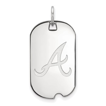 Sterling Silver Rhodium Plated Major League Baseball LogoArt Atlanta Braves Small Dog Tag