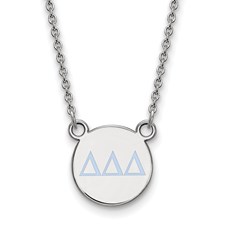 Sterling Silver Delta Delta Delta Sorority Ring - Greek Letter Cut-Out, Rhodium Plated, Sizes 5-9