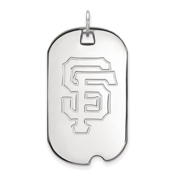 Sterling Silver Rhodium Plated Major League Baseball LogoArt San Francisco Giants Large Dog Tag